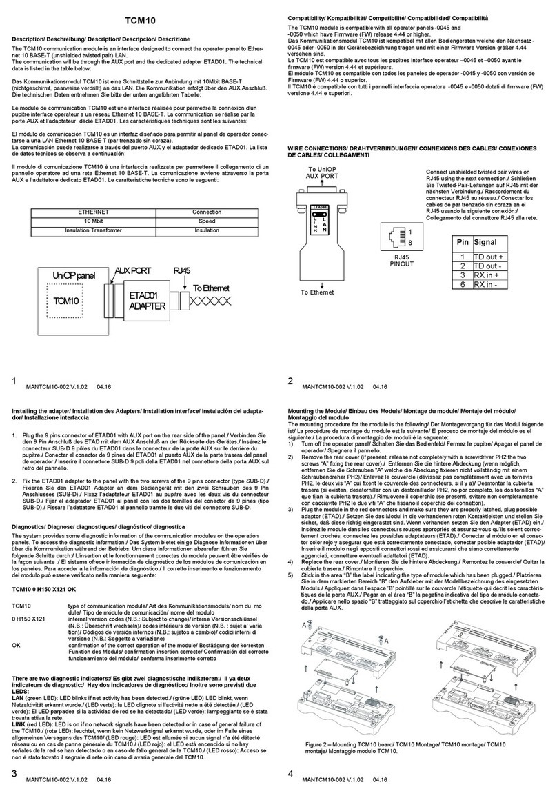 Exor TCM10 User manual