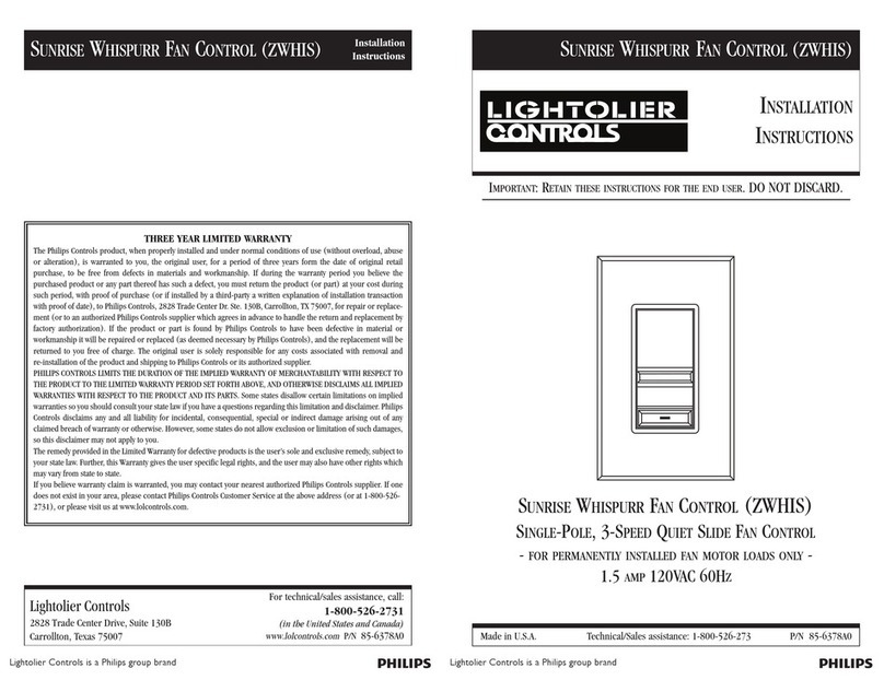 Philips Lightolier Controls Sunrise Whispurr installation instructions