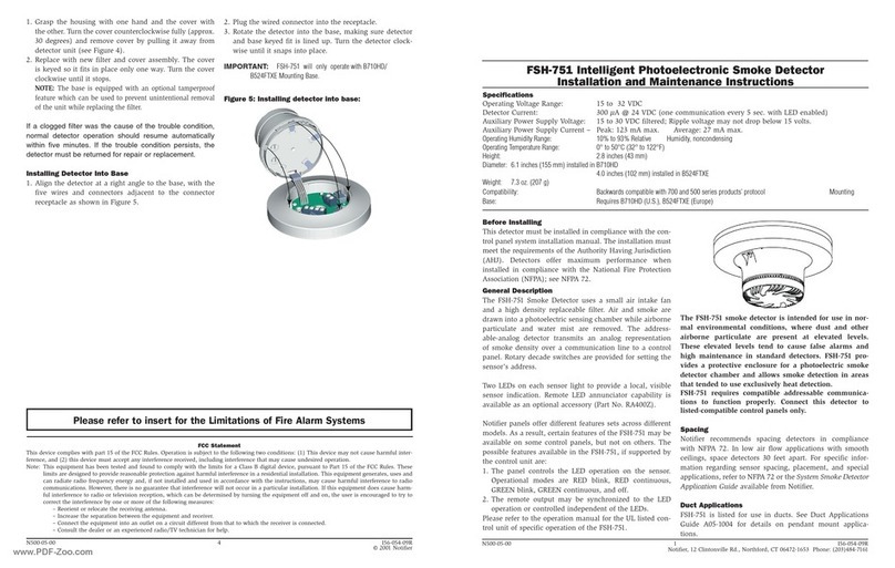 Notifier FSH-751 Installation and maintenance instructions Notifier FSH-751 Installation and maintenance instructions