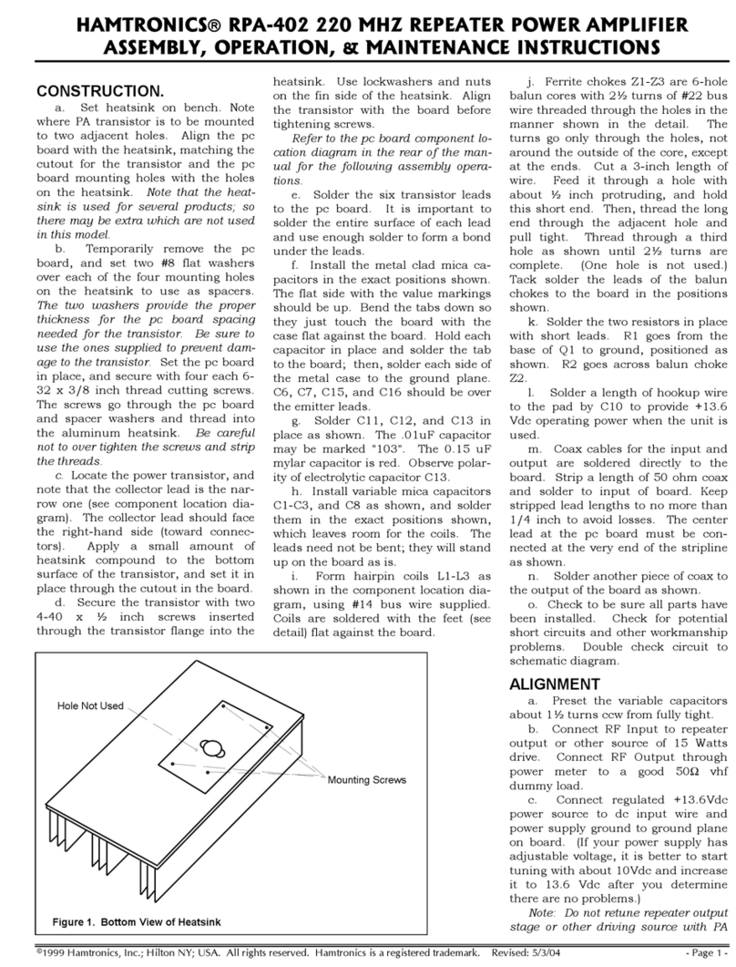HAMTRONICS RPA-402 Assembly, operation & maintenance instructions