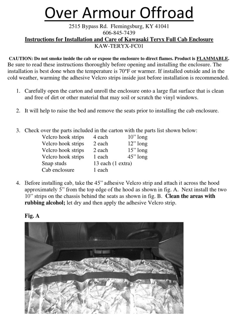 Over Armour Offroad KAW-TERYX-FC01 Instructions for Installation and Care