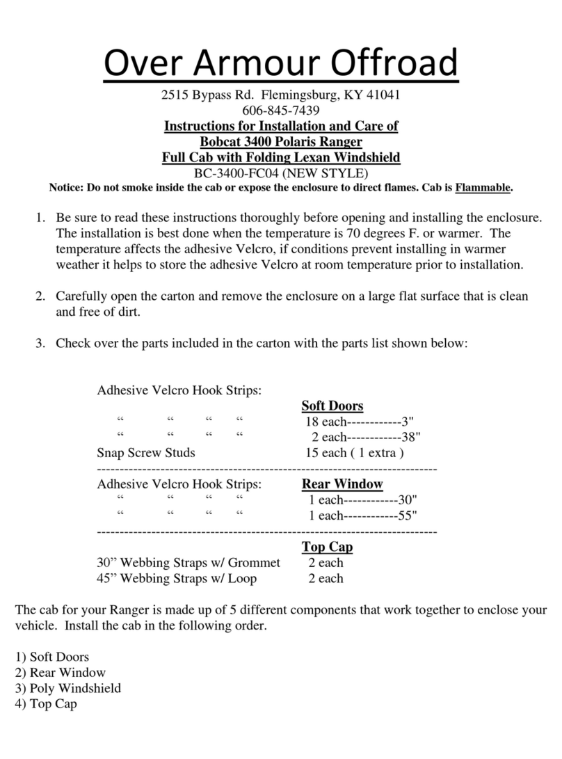 Over Armour Offroad BC-3400-FC04 Instructions for Installation and Care
