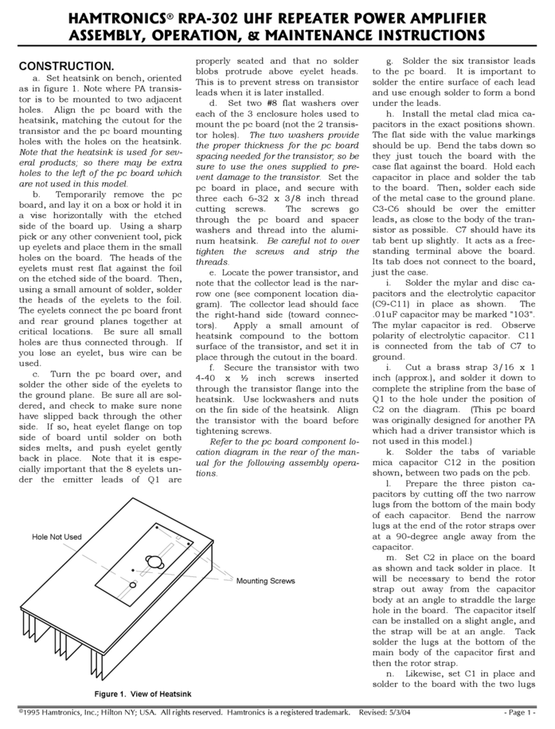 HAMTRONICS RPA-302 Assembly, operation & maintenance instructions