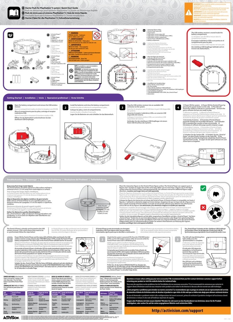 Activision Starter Pack for PlayStation 3 system quick start guide