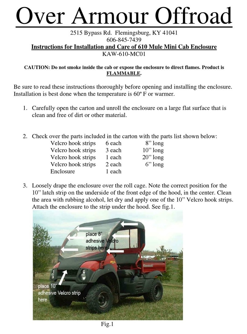 Over Armour Offroad KAW-610-MC01 Instructions for Installation and Care