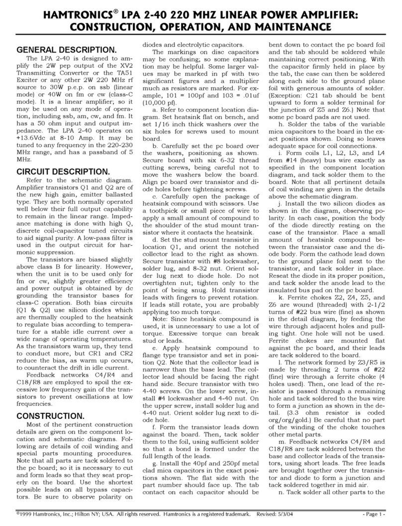 HAMTRONICS LPA 2-40 Construction, Operation, and Maintenance