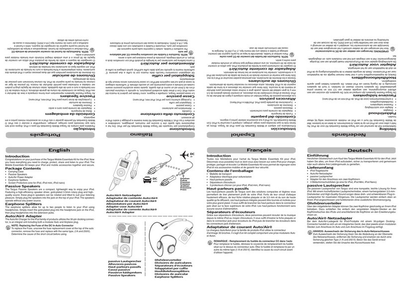 Targus Mobile Essentials Kit for iPod user guide