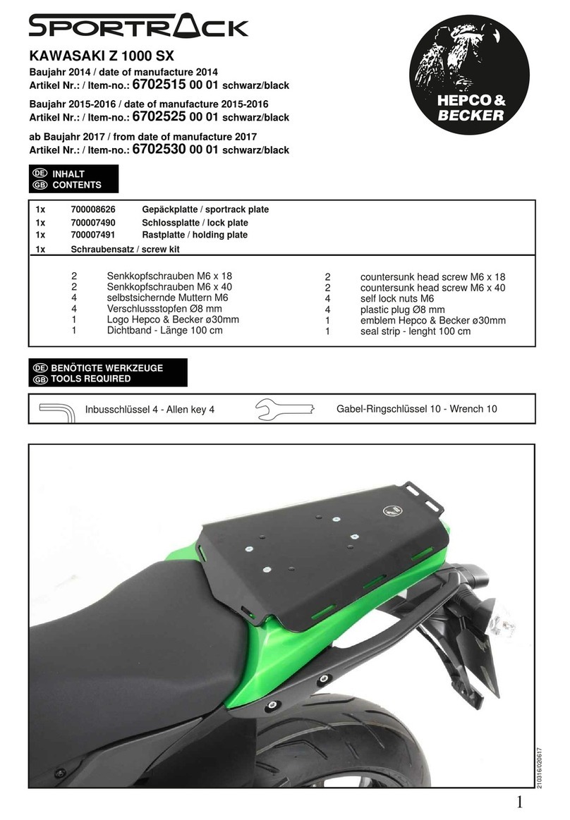 hepco & becker SportRack 6702515 00 01 User manual hepco & becker SportRack 6702515 00 01 User manual