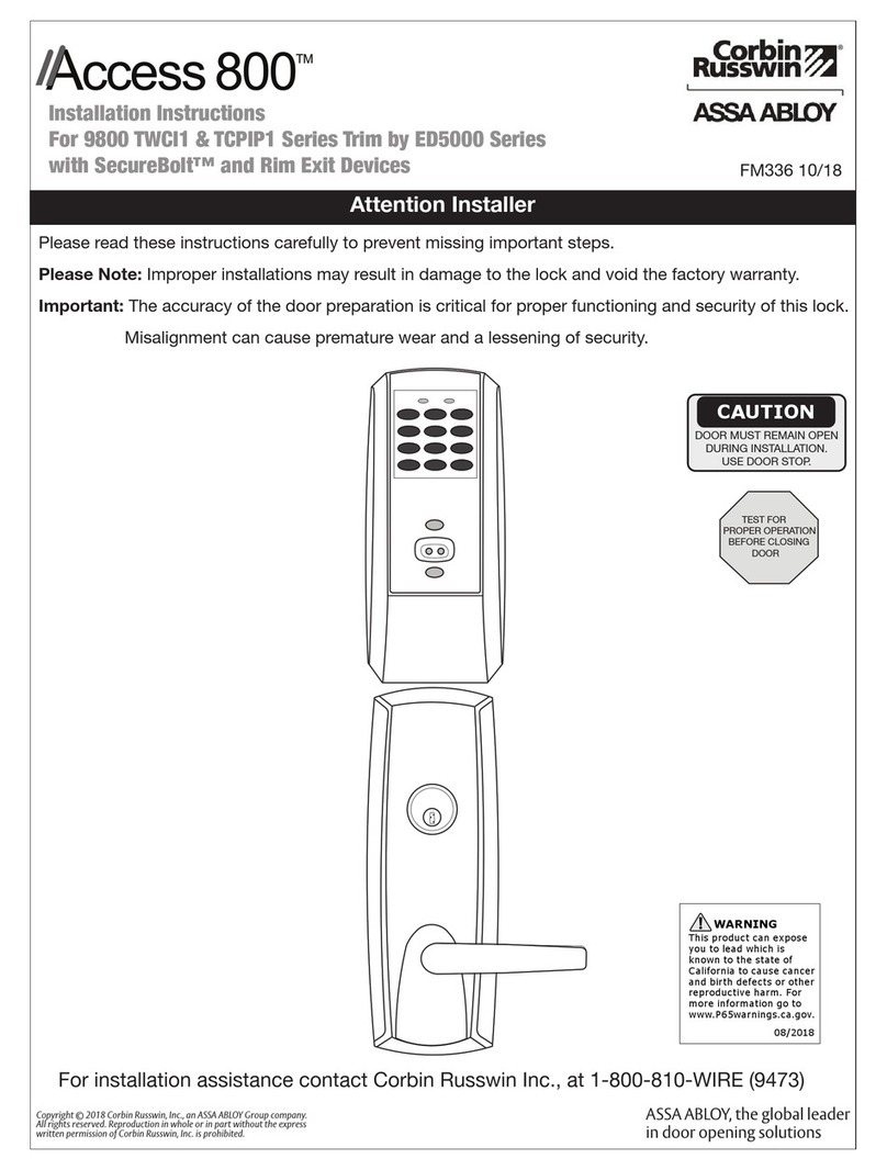 Assa Abloy Corbin Russwin Access 800 9800 TCWI1 Series installation instructions