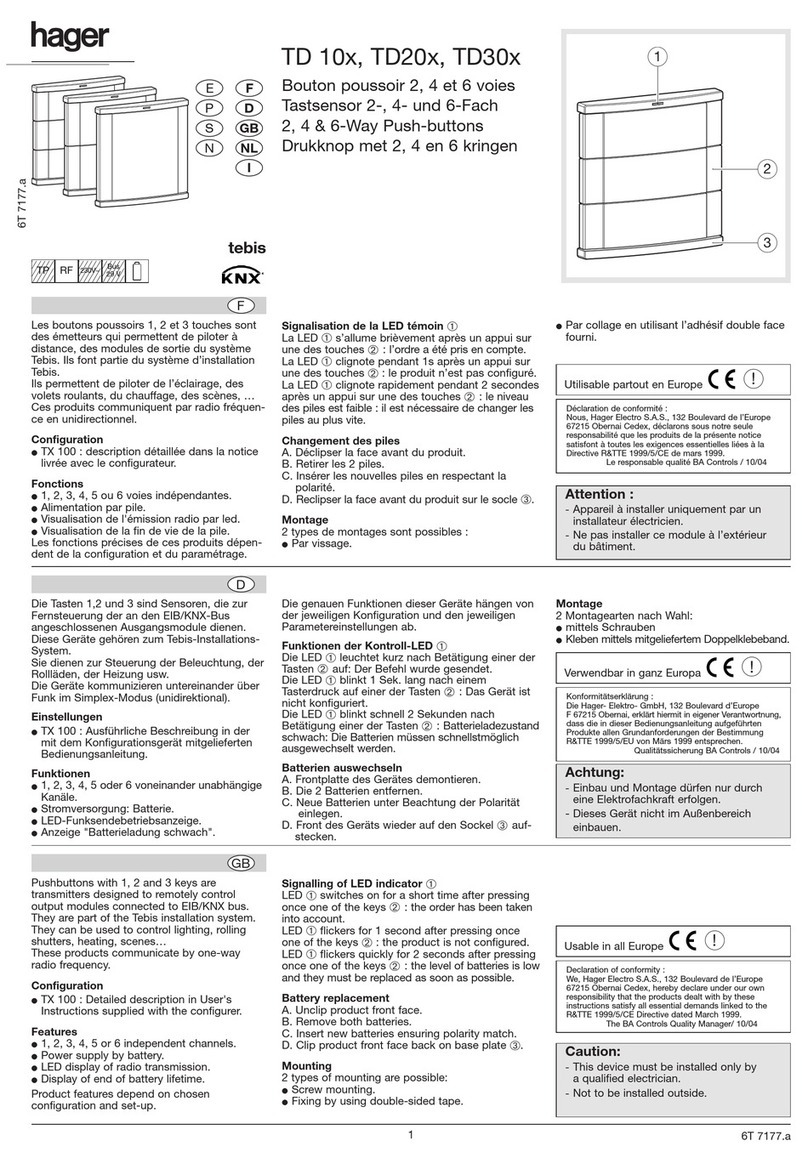 hager TD10 Series quick start guide