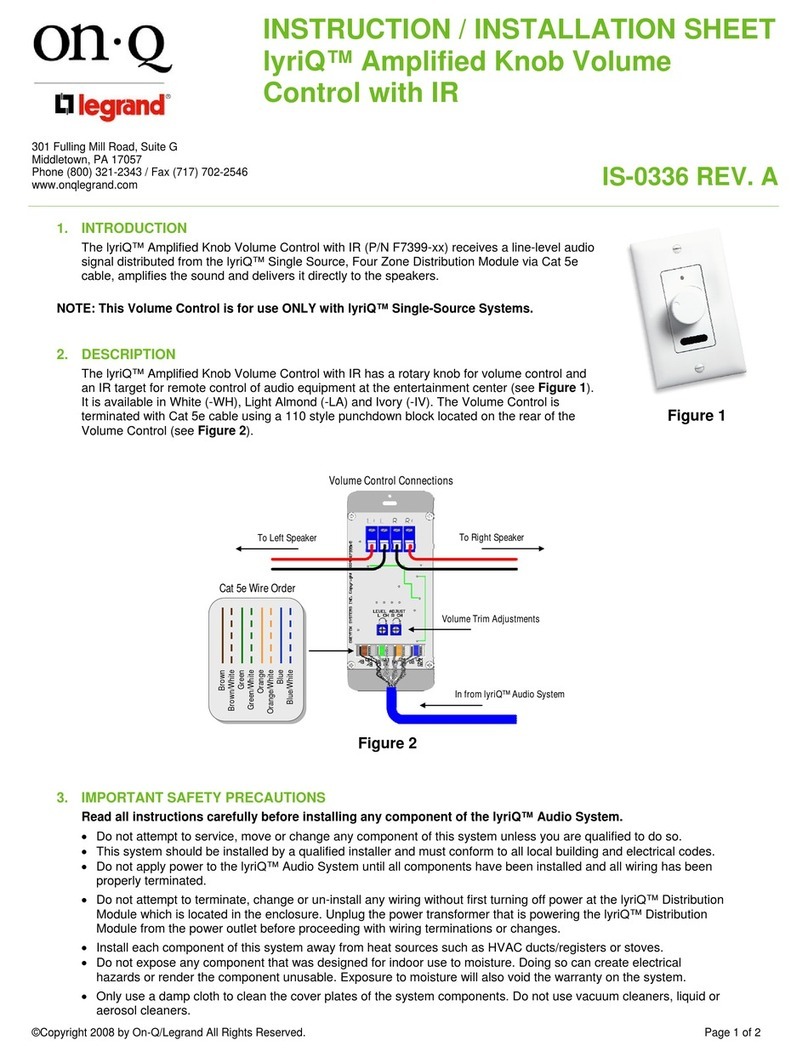 On-Q/Legrand lyriQ IS-0336 Instruction/installation sheet