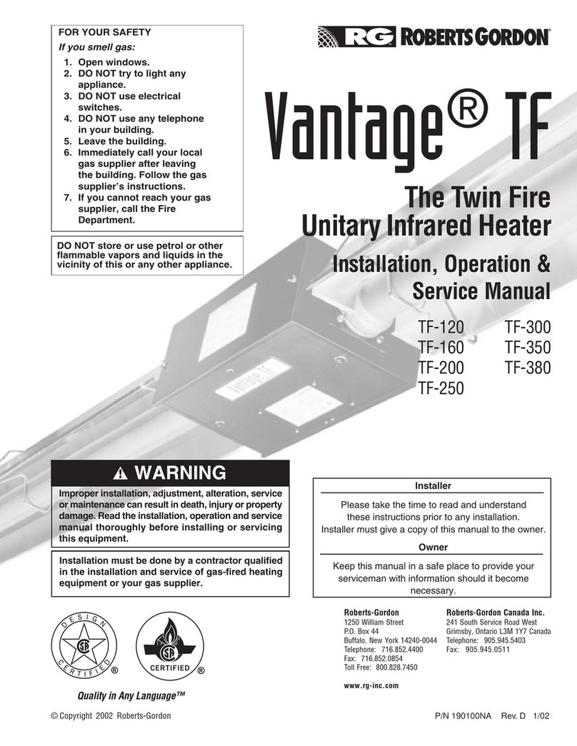 Roberts Gorden Vantage TF Series Installation, operation & service manual Roberts Gorden Vantage TF Series Installation, operation & service manual