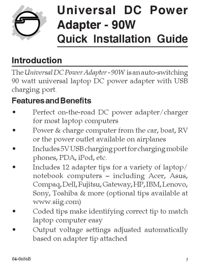 SIIG Universal DC Power Adapter - 90W User manual SIIG Universal DC Power Adapter - 90W User manual