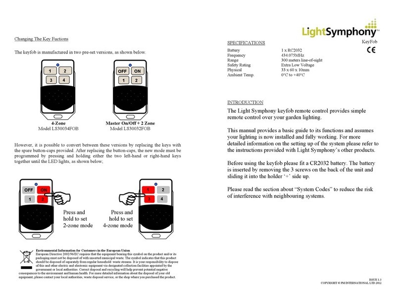 Light Symphony LS30034FOB quick start guide