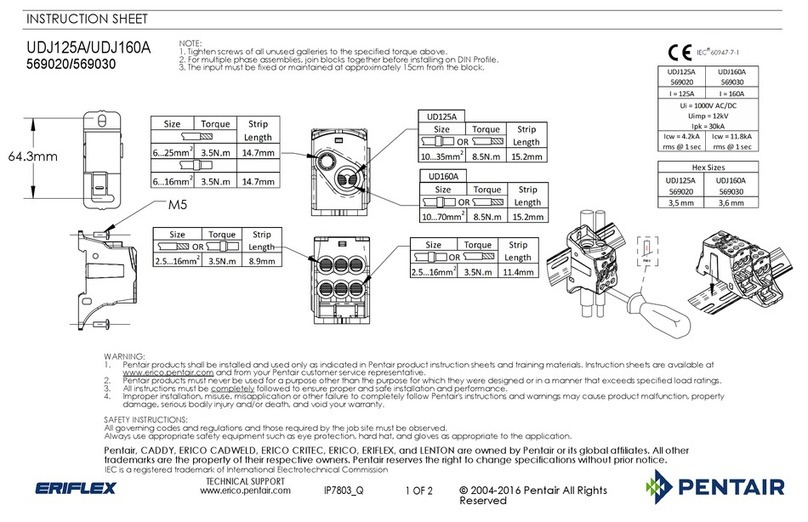 Pentair Eriflex UDJ125A instruction sheet