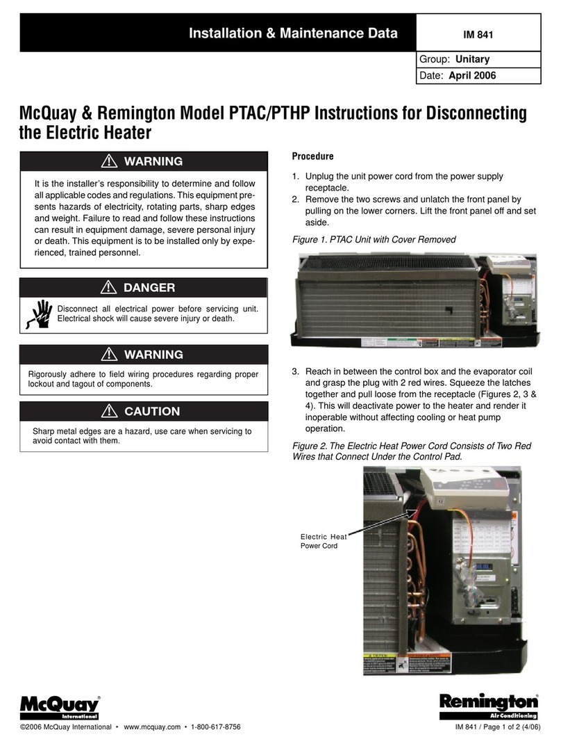 McQuay Remington IM 841 Instruction Manual
