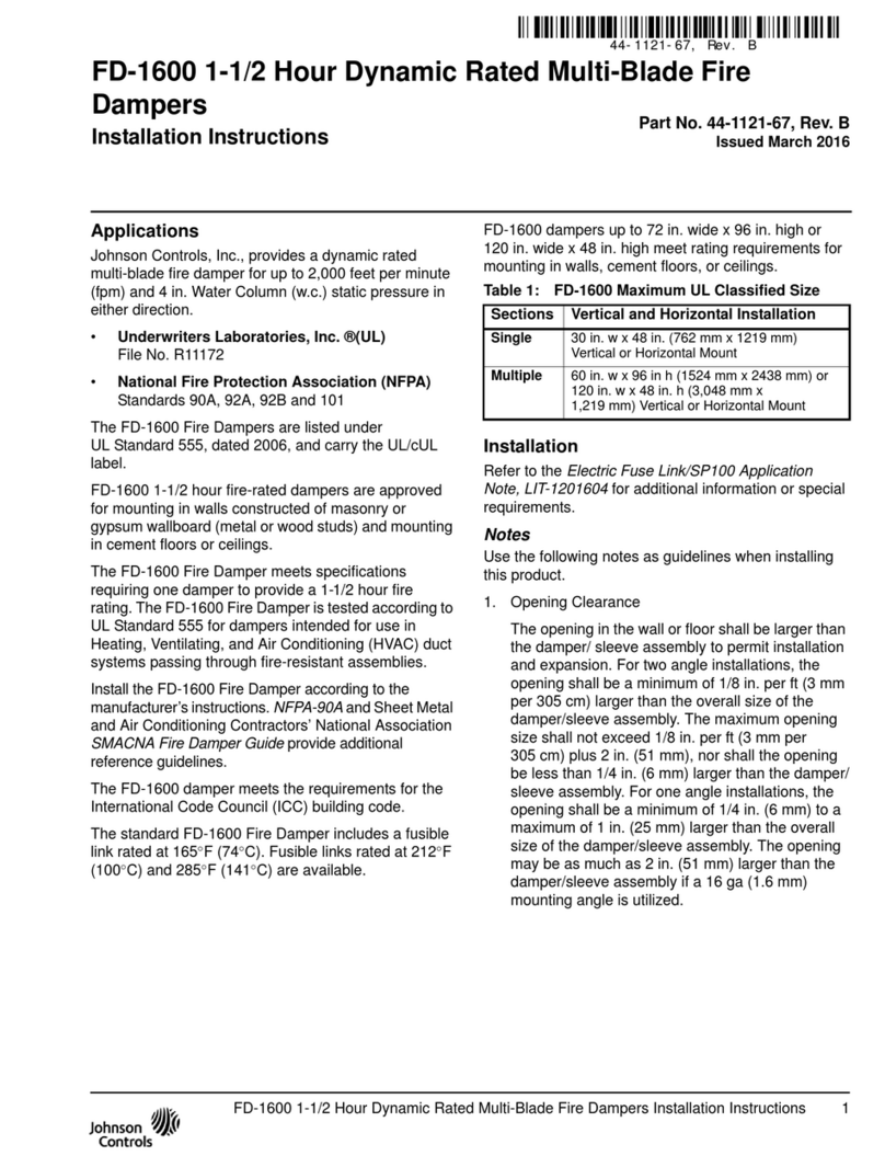Johnson Controls FD-1600 installation instructions