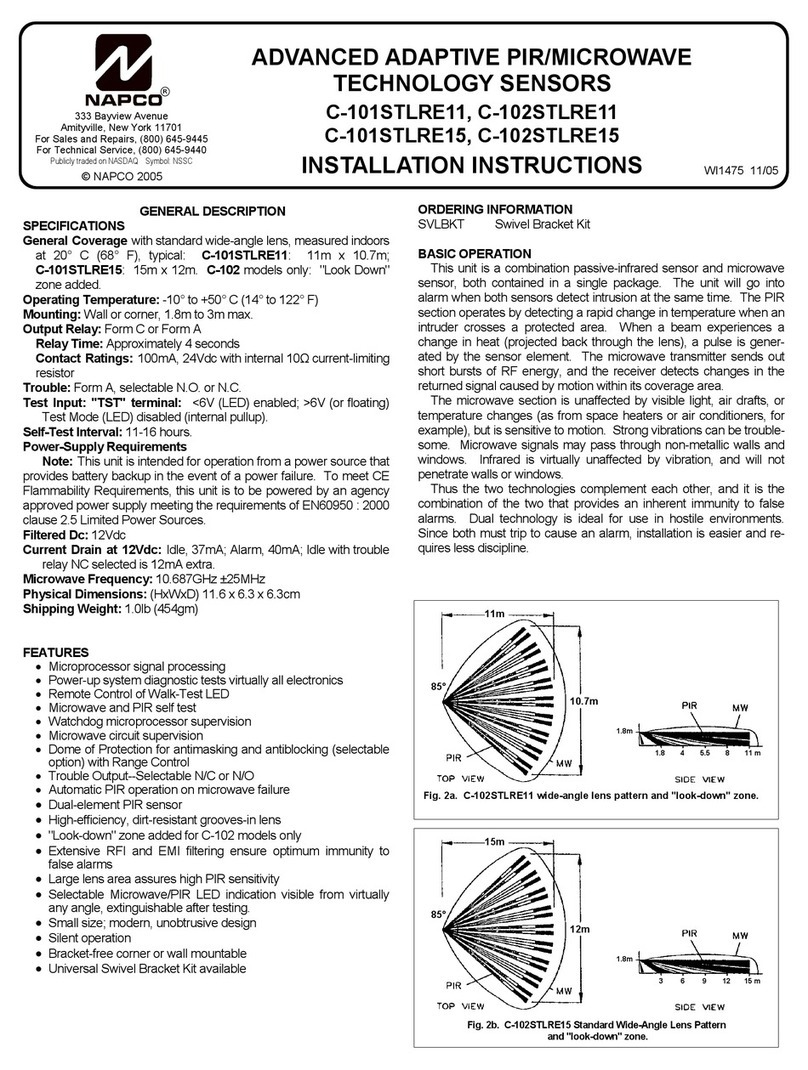 NAPCO C-102 Series installation instructions