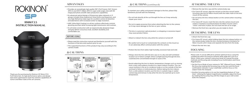 Rokinon SP 10mm F3.5 User manual