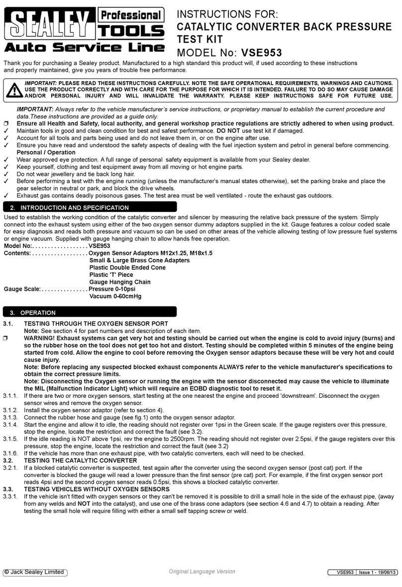 Sealey VSE953 User manual
