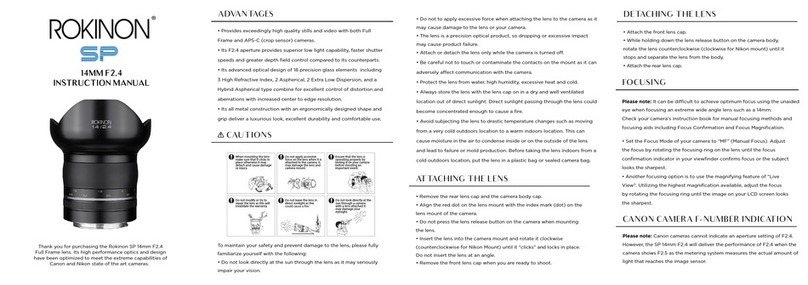 Rokinon SP 14mm F2.4 User manual