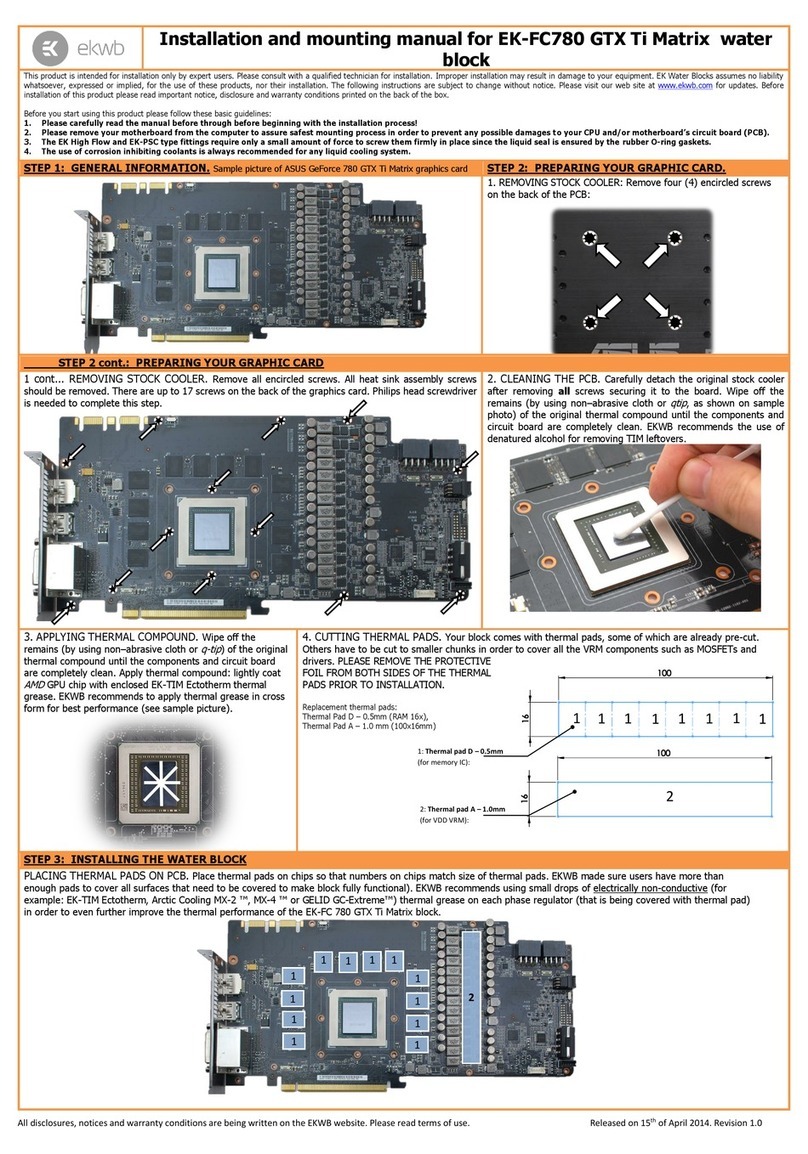 ekwb EK-FC780 GTX Ti Matrix INSTALLATION AND MOUNTING MANUAL