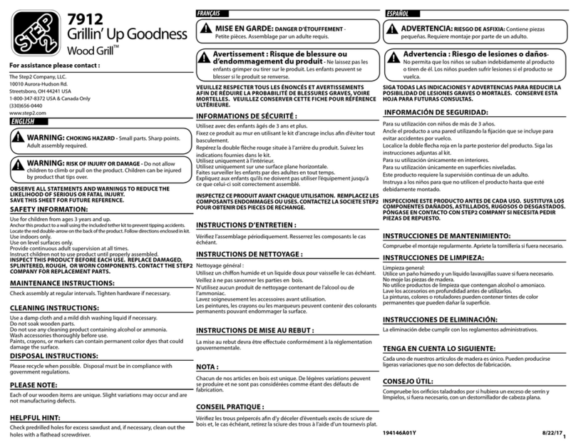 Step 2 Grillin’ Up Goodness Wood Grill 7912 User manual