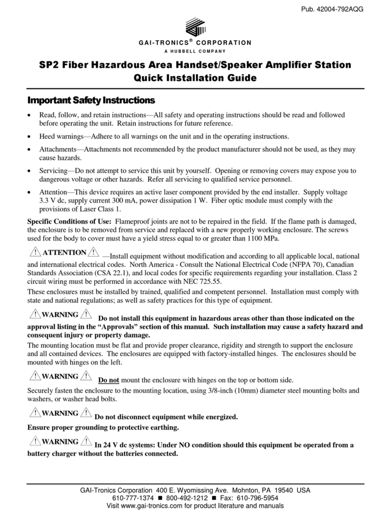 Hubbell GAI-TRONICS SP2 User manual