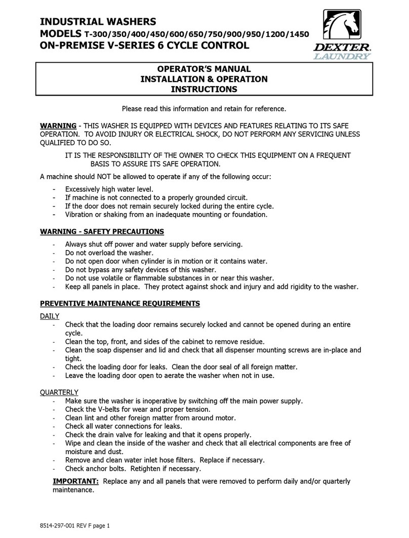 Dexter Laundry T-300 VENDED User manual