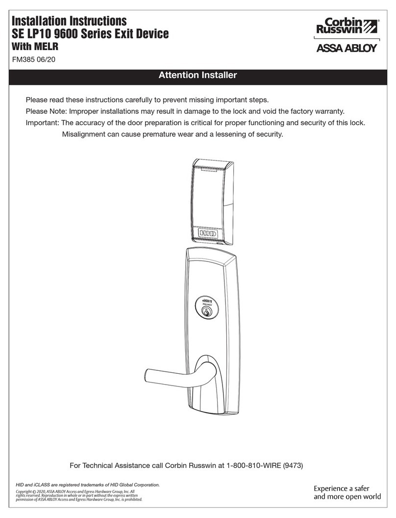 Assa Abloy Corbin Russwin SE LP10 9600 Series User manual