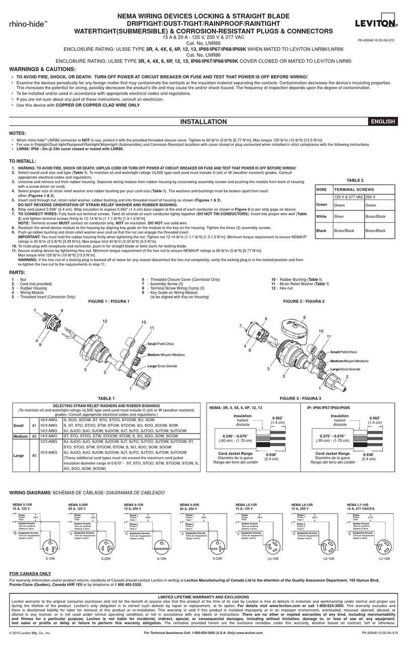 Leviton rhino-hide LNR80 User manual