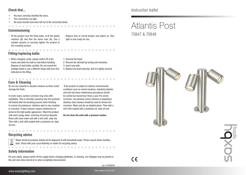Saxby Lighting Atlantis Post Instruction leaflet Saxby Lighting Atlantis Post Instruction leaflet