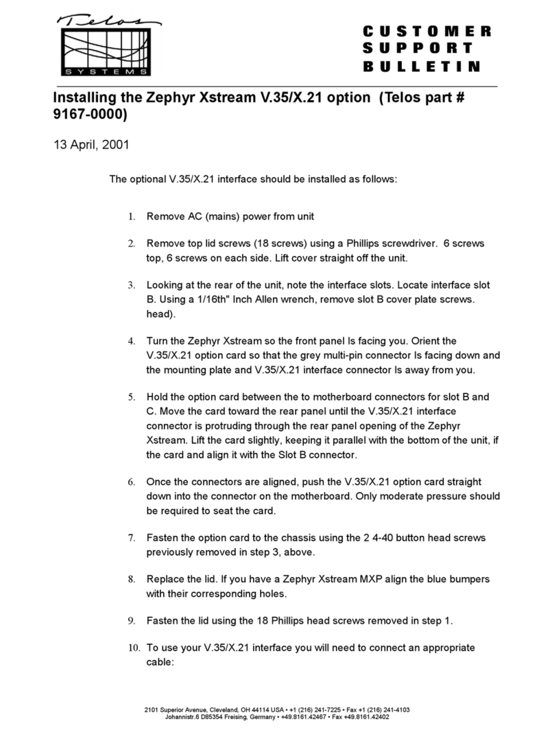 Telos Zephyr Xstream V.35 CUSTOMER SUPPORT BULLETIN
