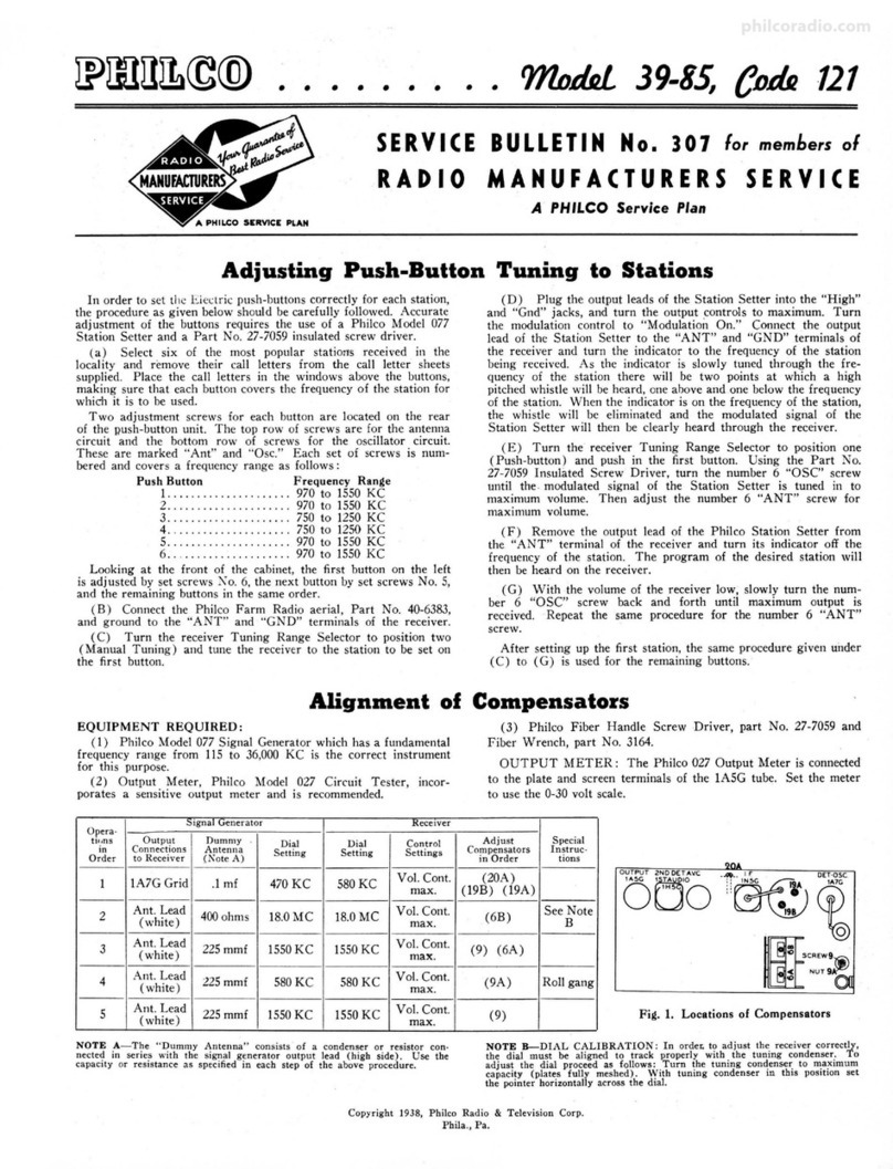 Philco 39-85 Service bulletin