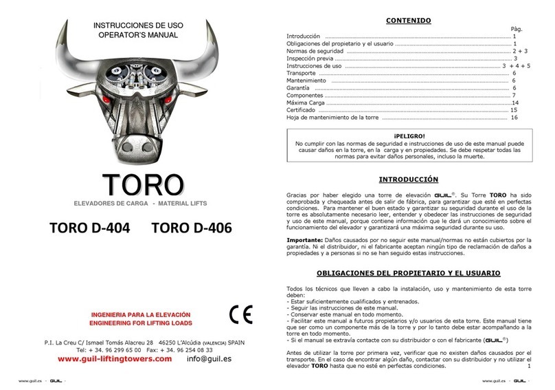GUIL TORO D-404 Operator's manual