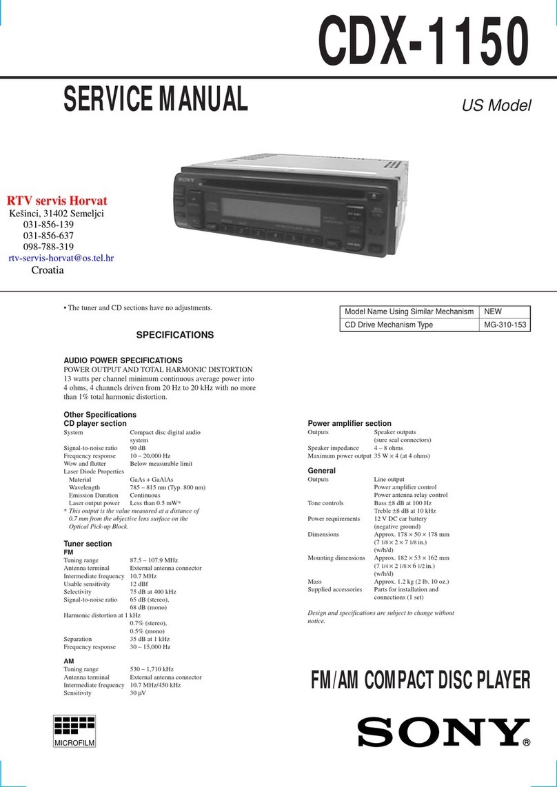 Sony CDX-1150 - Compact Disc Player Service manual