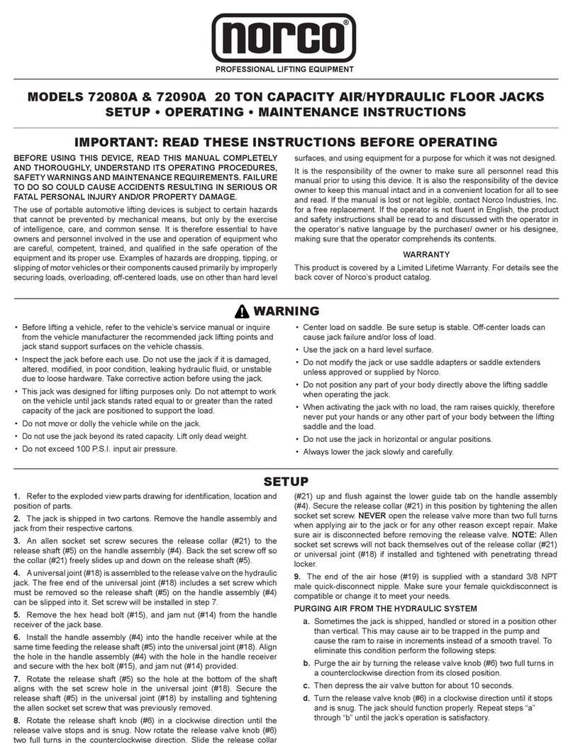 Norco 72080A Setup, operating, maintenance instructions Norco 72080A Setup, operating, maintenance instructions