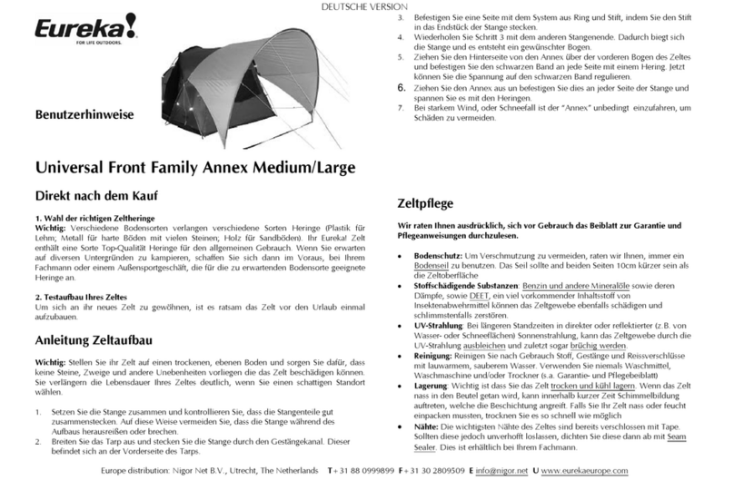 Eureka Universal Front Family Annex Medium User instructions Eureka Universal Front Family Annex Medium User instructions