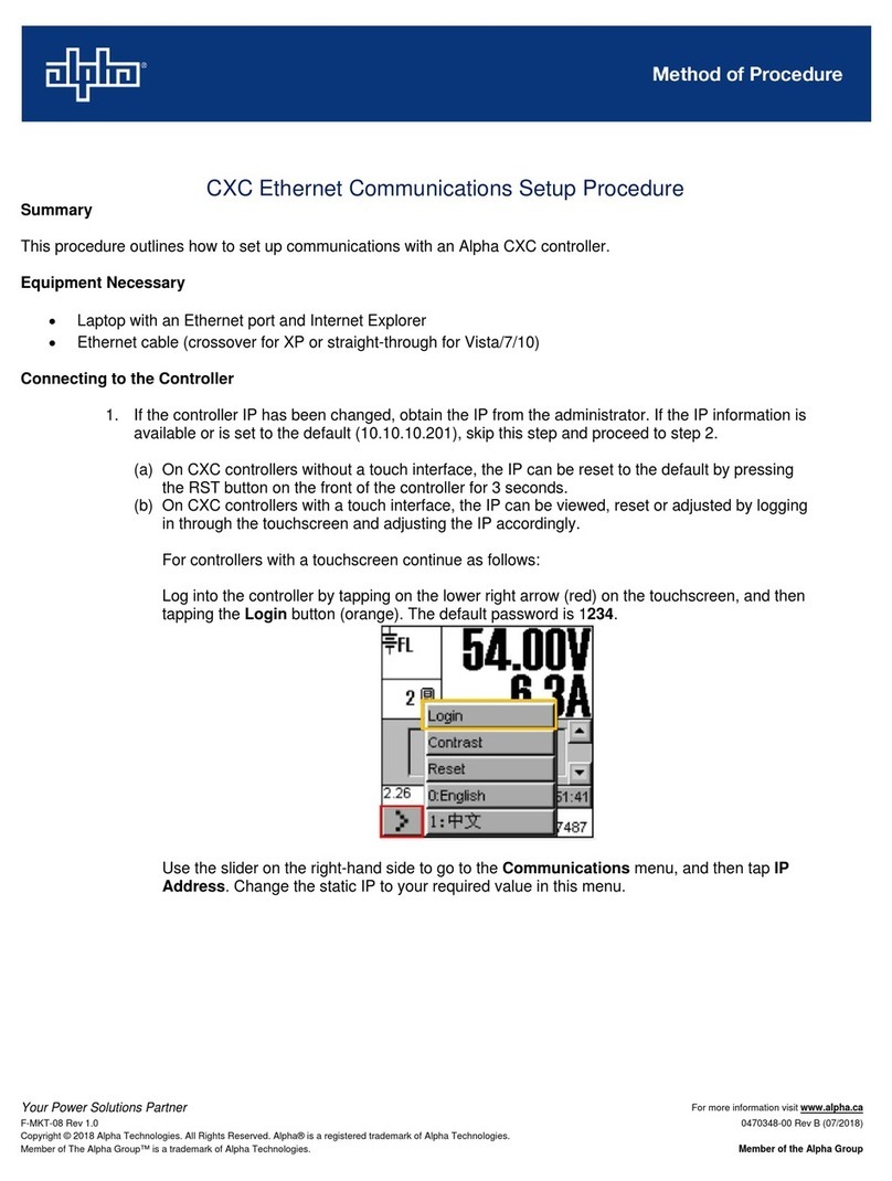 Alpha CXC Setup procedure