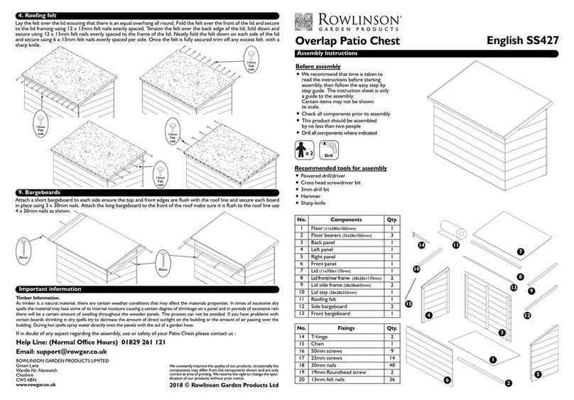 Rowlinson Garden Products Overlap Patio Chest Assembly instructions