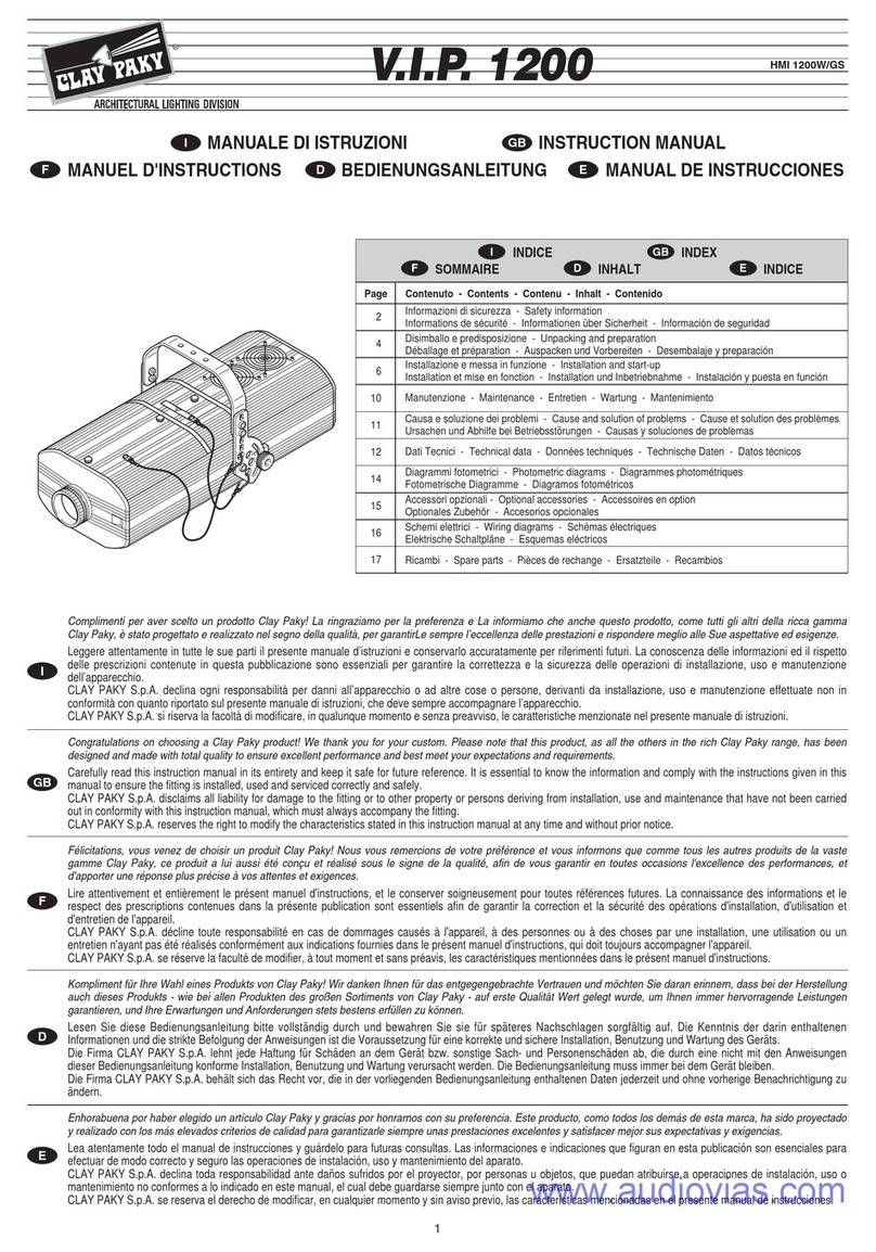 Claypaky V.I.P. 1200 instruction manual