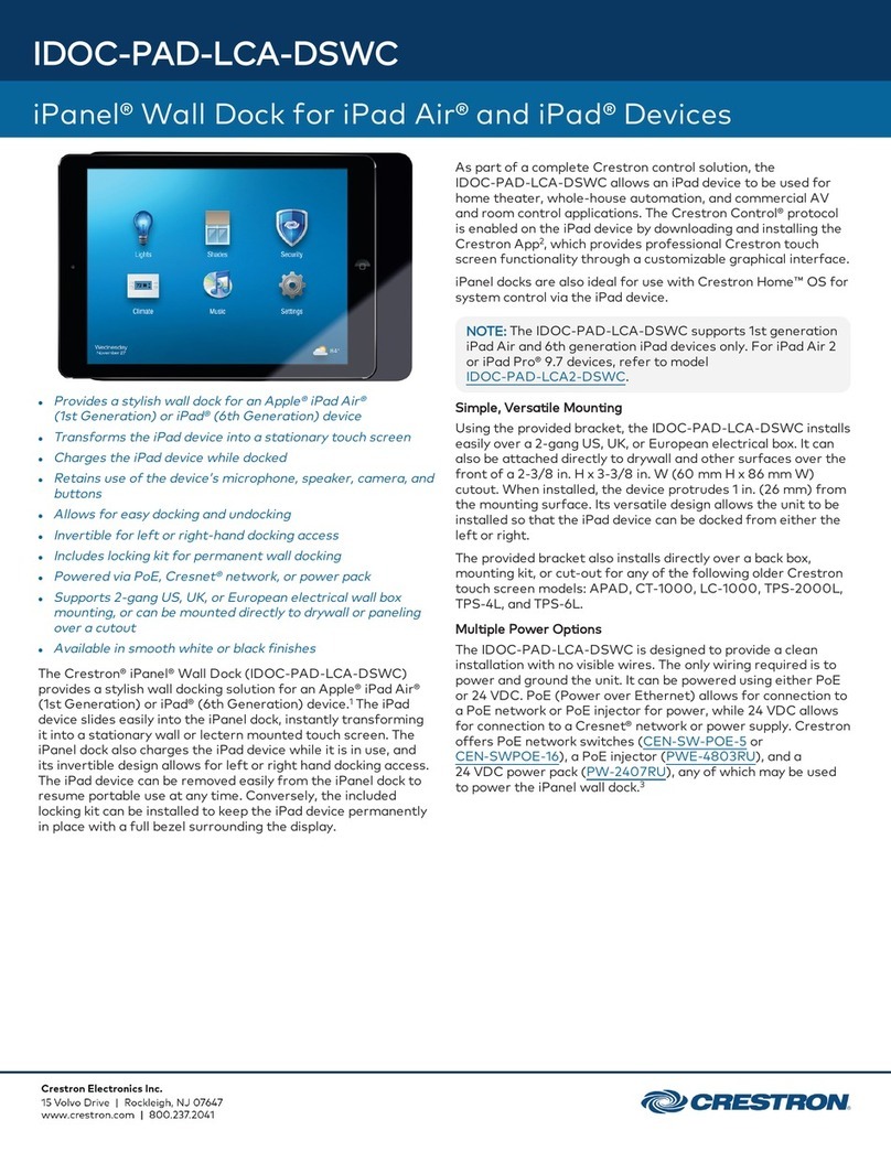 Crestron iPanel IDOC-PAD-LCA-DSWC Series quick start guide