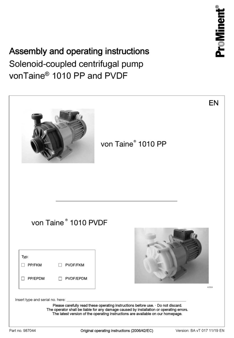 ProMinent vonTaine 1010 PP Assembly and operating instructions ProMinent vonTaine 1010 PP Assembly and operating instructions