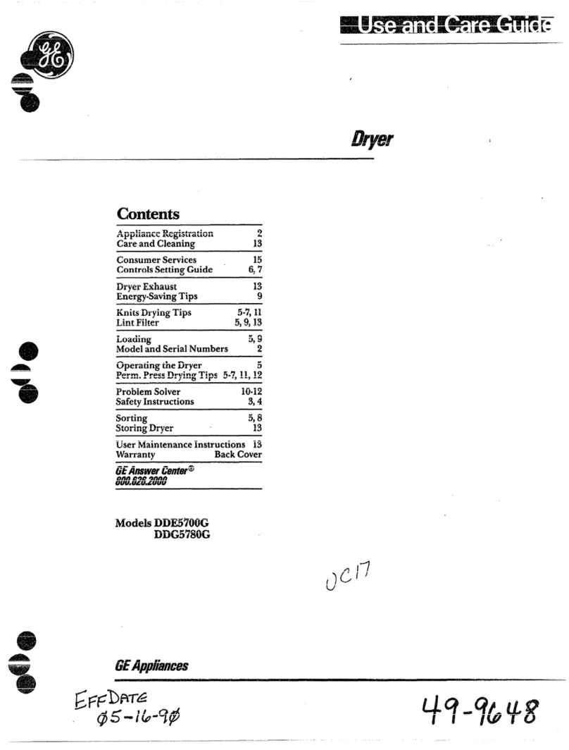 GE Appliances DDE5700G Use and care guide