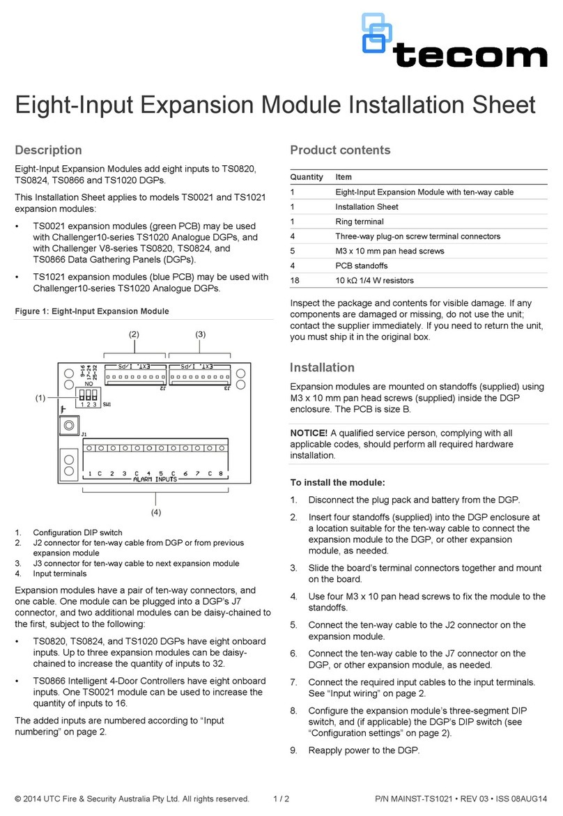 TECOM TS0820 Installation sheet