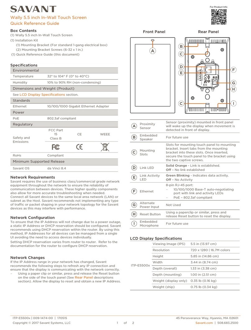 Savant Wally Quick reference guide