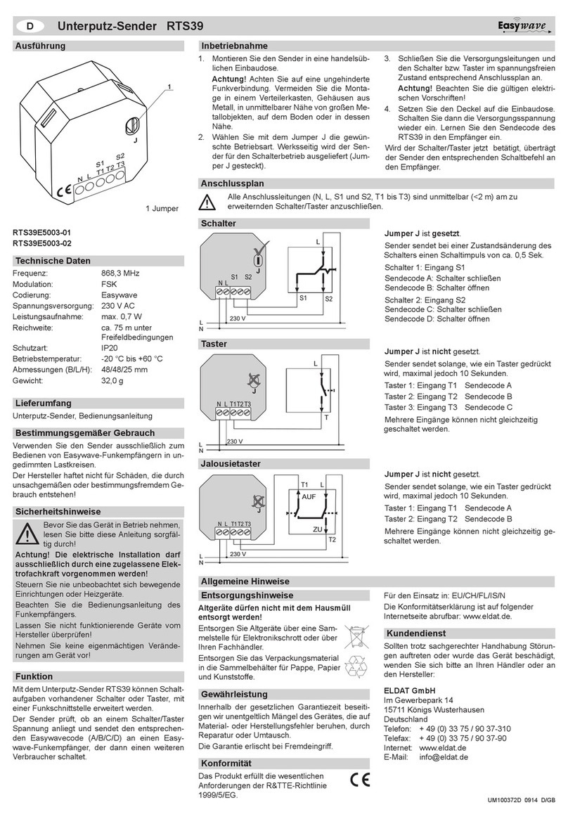 Eldat Easywave RTS39 Series quick start guide
