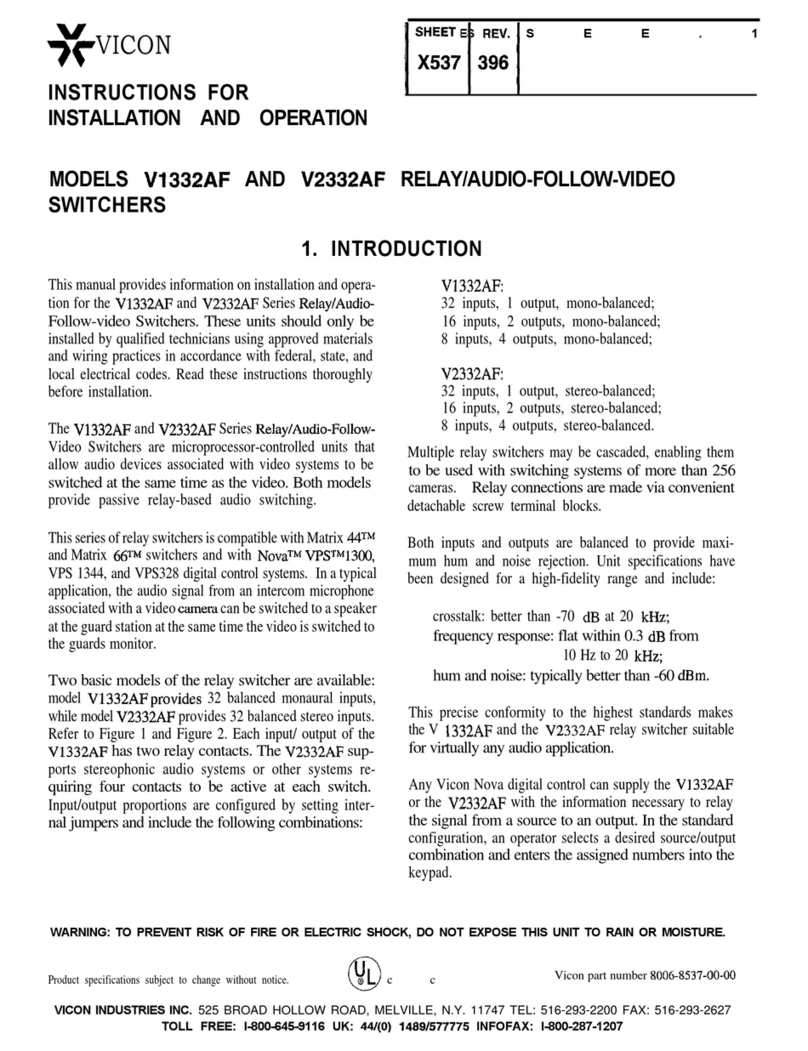 Vicon V1332AF Instructions for installation and operation