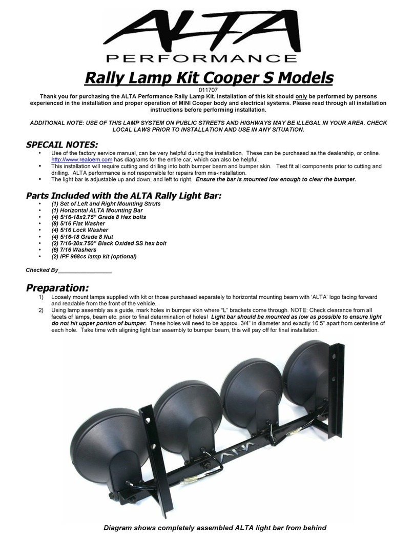 ALTA Performance Rally Lamp Kit manual ALTA Performance Rally Lamp Kit manual
