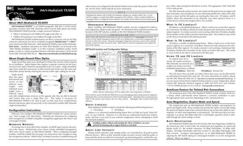 IMC Networks iMcV-MediaLinX TX/SSFX User manual